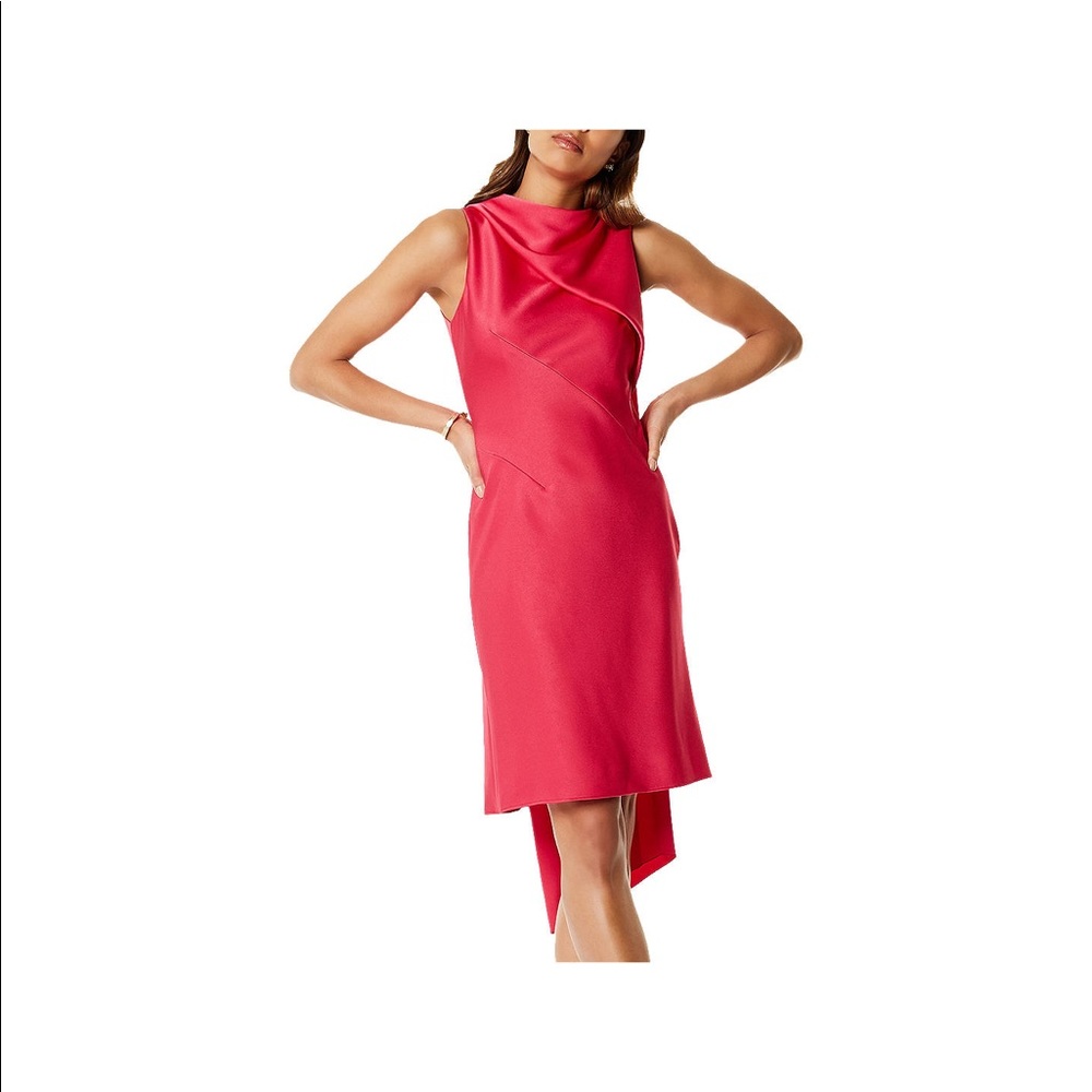 Karen Millen Asymmetric Draped Shift Dress In Pink